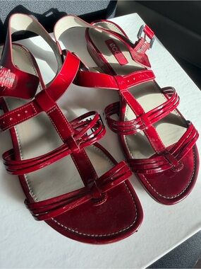 Ecco Women's Red Patent Strappy Sandals